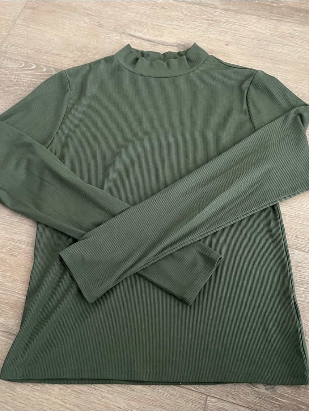 No Boundaries Olive Ribbed Mock-Neck Long Sleeve Top